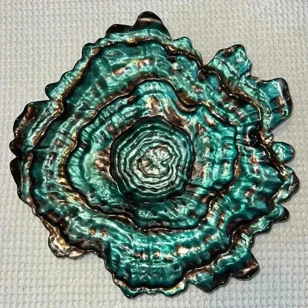 Opalescent Art Glass Abalone Oyster Shape Bowl